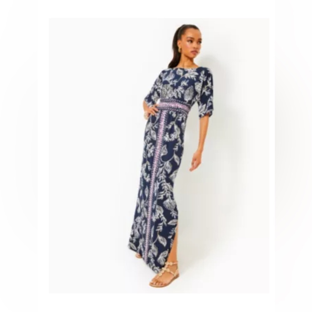 Lilly Pulitzer Parigi Boat Neck Maxi Dress, Size Medium